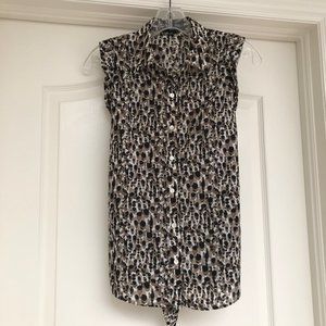 Ann Taylor Sleeveless Print Blouse w/Back Tie 6P